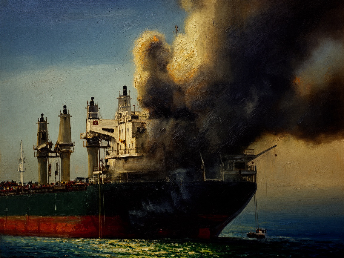 Drone Attack Ignites Fire on Kuwaiti Tanker in UAE Gulf