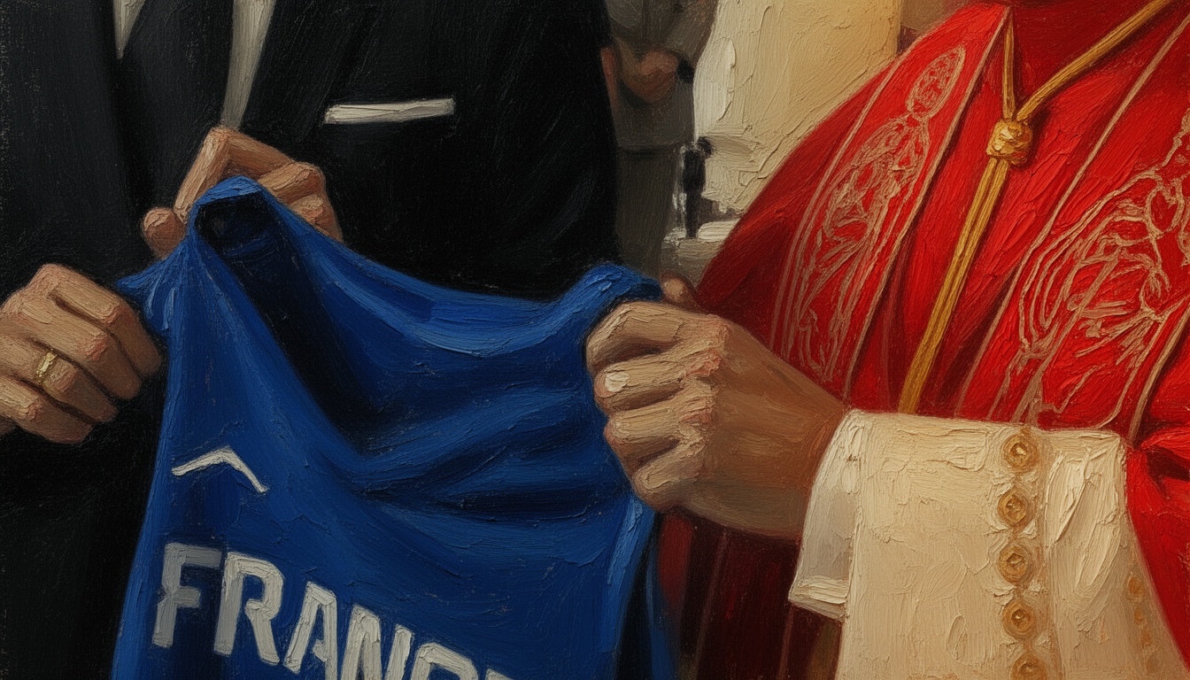 Macron Presents Signed French Jersey to Pope at Vatican