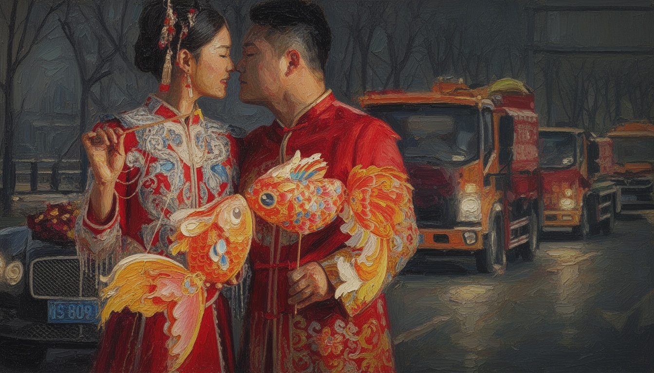 Chinese Groom Leads Septic Truck Wedding Parade, Breaks Traditions