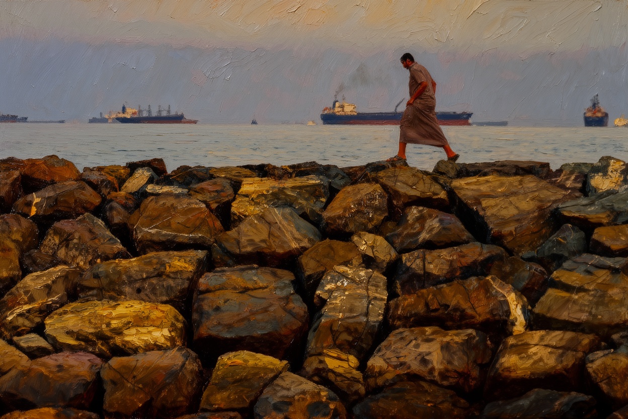 English: Strait of Hormuz shut again as gunfire strikes vessels